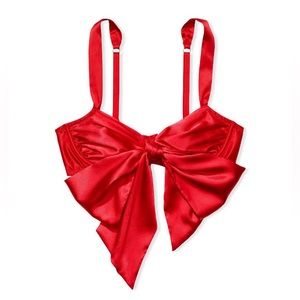 Adore Me Red Tie Bow Lined Bra Perfect for Valentines Day!